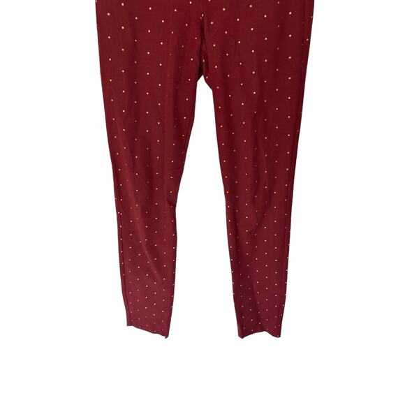 Old Navy Burgundy Rose Gold Polka Dot Mid-Rise Pixie Ankle Pants Size 4 Tall - Picture 6 of 14